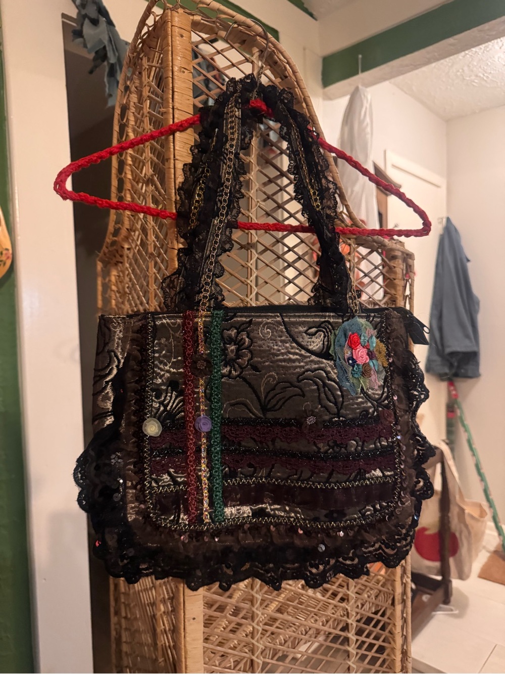 Funky Retro Gothic Lace And Ruffled Women’s Handbag